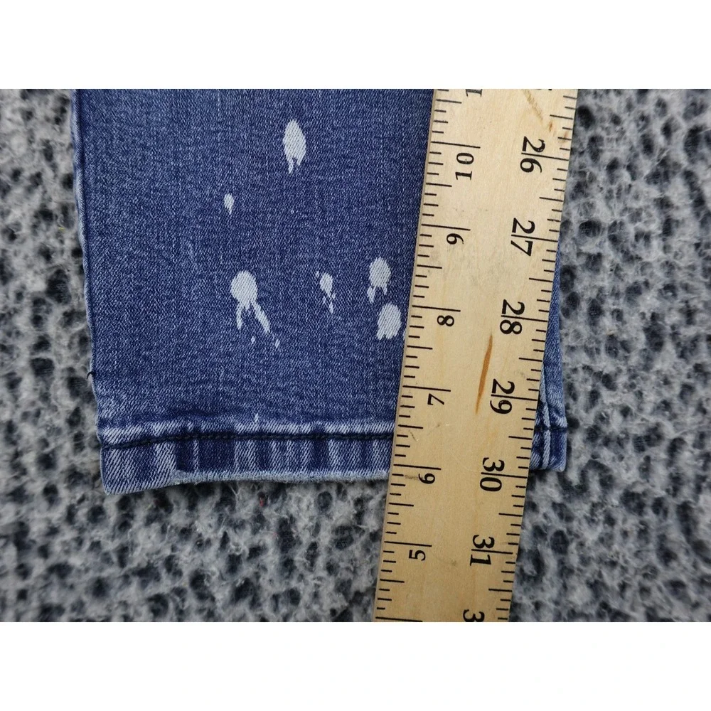 Black Premium Moto Skinny‎ Jeans Mens 34 Blue Good Distressed Paint Splatter